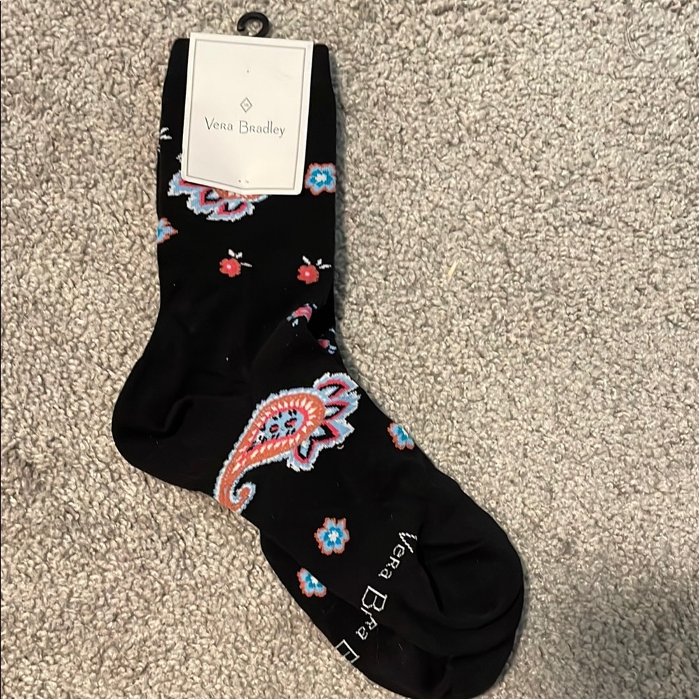 Vera Bradley Black Paisley Socks